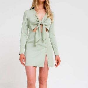 Another Girl PISTACHIO TIE FRONT SHIRT DRESS size Small, Pistachio green color